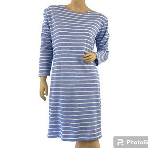 STS Sail To Sable Women's Back Zip Scoop Neck Striped Shirt Dress Blue Medium